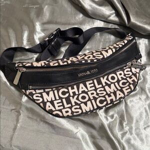 Michael Kors Black and Cream Belt Bag